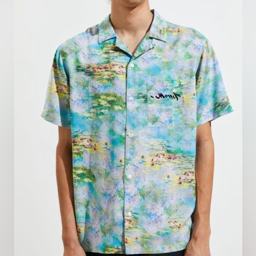 Knitswell Urban Outfitters Monet Water Lillies Button Up Shirt | Mens Small NWT